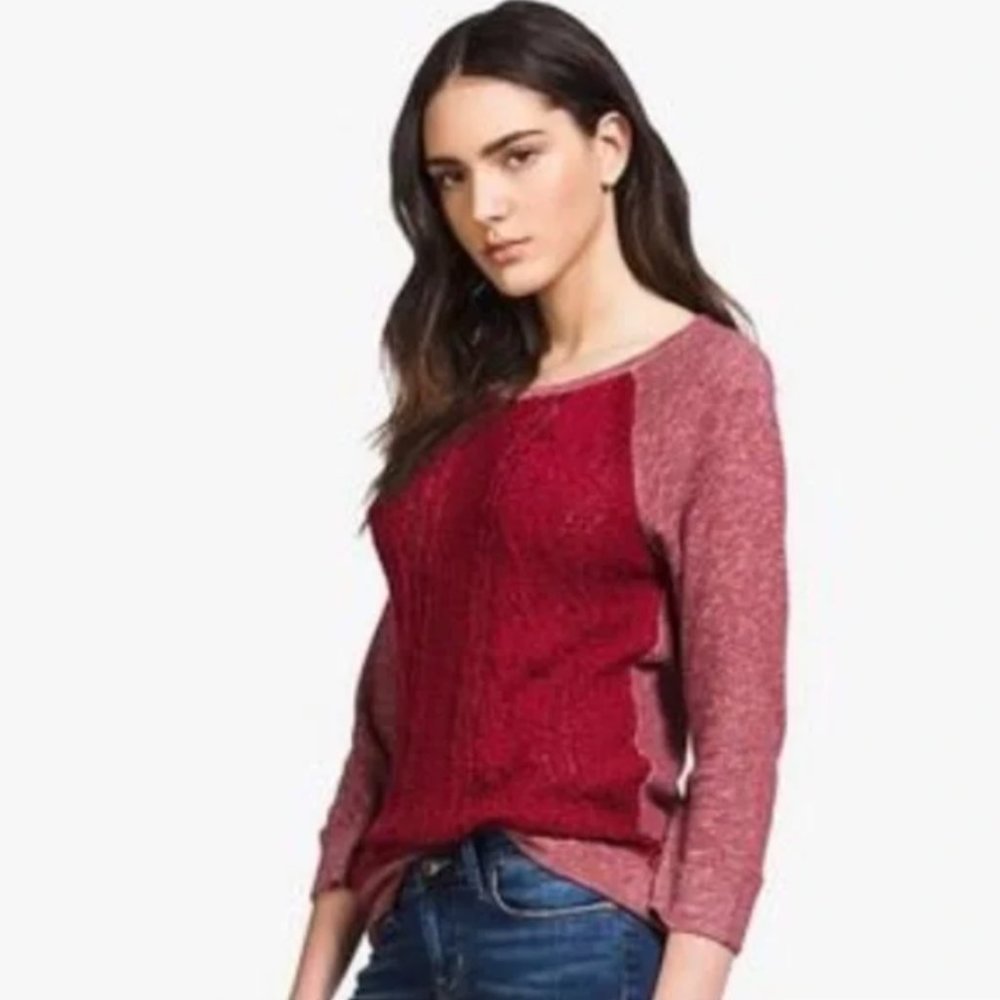 Lucky Brand Lotus mixed media raglan sweater sweatshirt XS